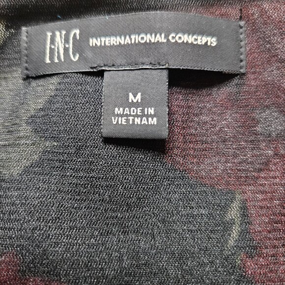 INC Women’s Velvet Floral Ruched Puff Sleeve Top Medium Whimsygoth Romantic Y2K - Picture 6 of 14